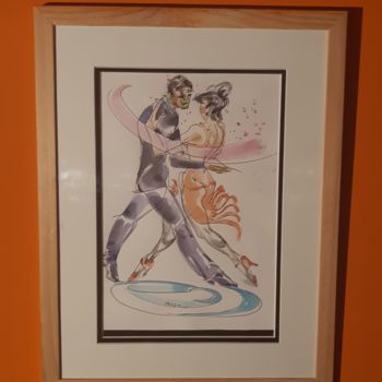 Drawing titled "Tango dynamico" by Feder, Original Artwork, Watercolor