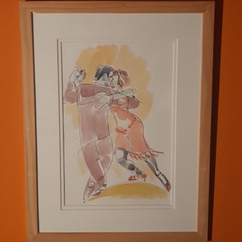 Drawing titled "Tango mimo" by Feder, Original Artwork, Watercolor