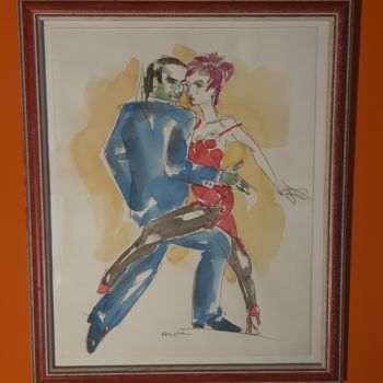 Drawing titled "Tango final" by Feder, Original Artwork, Watercolor