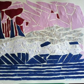 Collages titled "Tramonto dal mare" by Federica Corbelli De Santis, Original Artwork, Collages