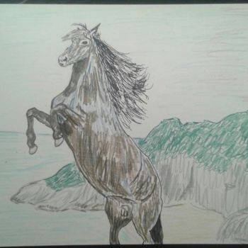 Pintura intitulada "Cavallo" por Federico Barbieri, Obras de arte originais, Pastel