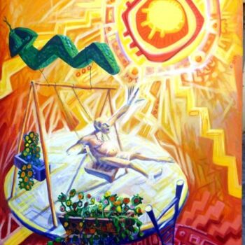 Painting titled "Hijos del sol paisa…" by Federico Bassi (fester), Original Artwork, Oil