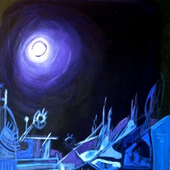 Painting titled "La Luna, otra diosa" by Federico Bassi (fester), Original Artwork, Oil