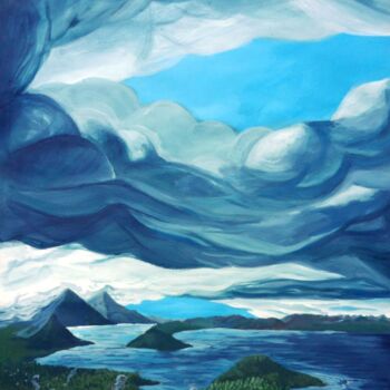 Pittura intitolato "Lago Nahuel Huapi B…" da Federico Bassi (fester), Opera d'arte originale, Olio