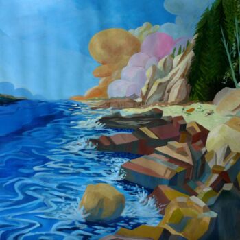 Pintura intitulada "Lago Nahuel Huapi B…" por Federico Bassi (fester), Obras de arte originais, Óleo