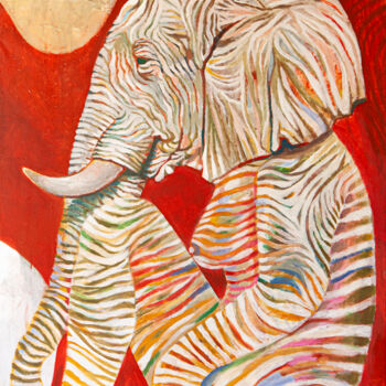 Painting titled "Donna Elefante" by Federico Womb, Original Artwork, Oil
