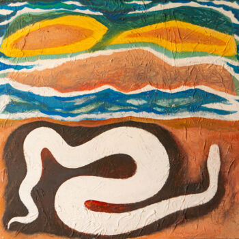 Painting titled "Serpente in riva al…" by Federico Womb, Original Artwork, Oil