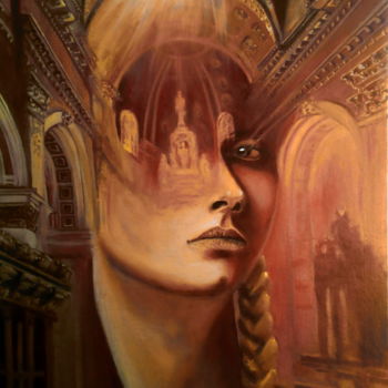 Painting titled "Enigma" by Anatoly Fedorov, Original Artwork, Oil Mounted on Other rigid panel