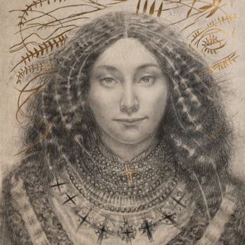 Tekening getiteld "Божена" door Aleksandra Fedoruk, Origineel Kunstwerk, Grafiet