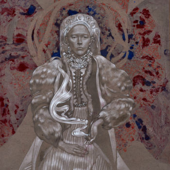 Рисунок под названием "Мольфарка" - Aleksandra Fedoruk, Подлинное произведение искусства, Карандаш