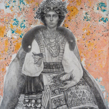 Dessin intitulée "Калина Купала" par Aleksandra Fedoruk, Œuvre d'art originale, Crayon Monté sur Châssis en bois