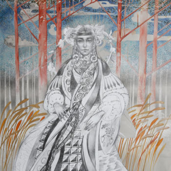 Disegno intitolato "Красная Елена" da Aleksandra Fedoruk, Opera d'arte originale, Matita