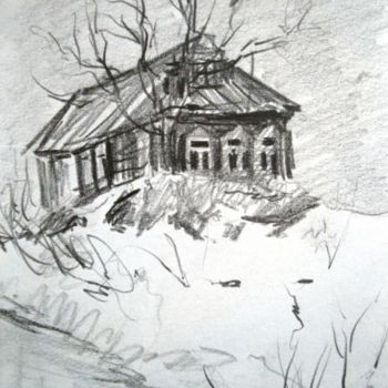 Dibujo titulada "Старый дом." por Fedor, Obra de arte original