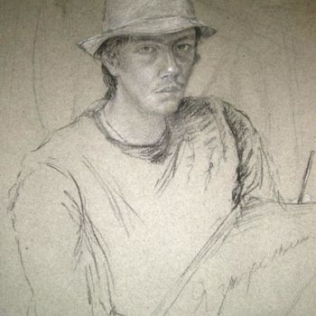 Drawing titled "Автопортрет в шляпе." by Fedor, Original Artwork
