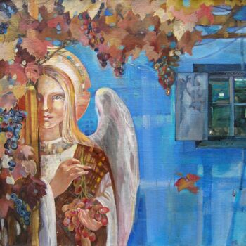 Картина под названием "Guardian angel." - Fedor Zubkov, Подлинное произведение искусства, Масло Установлен на Деревянная рам…