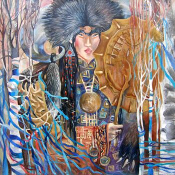 Malerei mit dem Titel "In the sacred grove." von Fedor Zubkov, Original-Kunstwerk, Öl