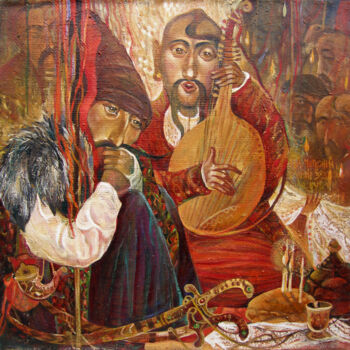 Картина под названием "Cossack song." - Fedor Zubkov, Подлинное произведение искусства, Масло