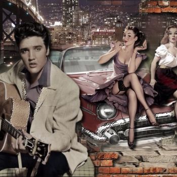 Digital Arts titled "N31  Elvis Presley" by Christine, Original Artwork, Digital Painting