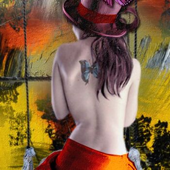 Arts numériques intitulée "N219 femme de dos" par Christine, Œuvre d'art originale, Peinture numérique