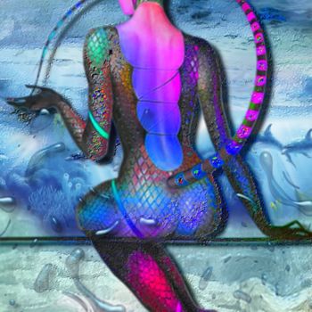 Digital Arts titled "N220 femme serpent" by Christine, Original Artwork, Digital Painting