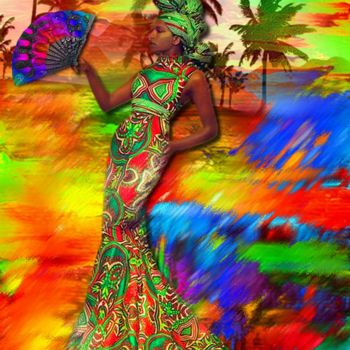 Arts numériques intitulée "N 262 La belle Afri…" par Christine, Œuvre d'art originale, Peinture numérique