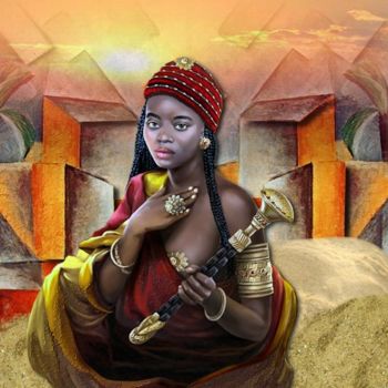 Arts numériques intitulée "N212. femme africai…" par Christine, Œuvre d'art originale, Peinture numérique