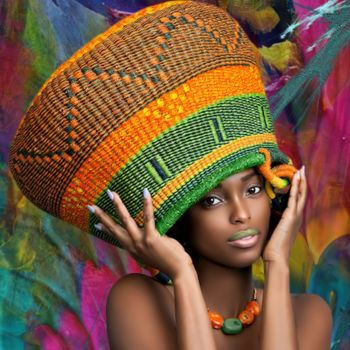 Arts numériques intitulée "366  Africaine" par Christine, Œuvre d'art originale, Peinture numérique