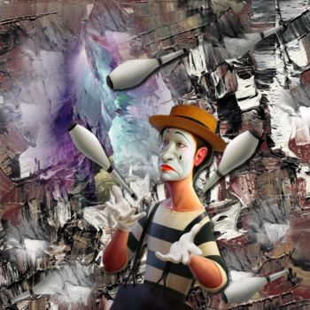 Arts numériques intitulée "416  Le clown jongl…" par Christine, Œuvre d'art originale, Peinture numérique