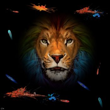 Digital Arts titled "467 Lion" by Christine, Original Artwork, Digital Painting