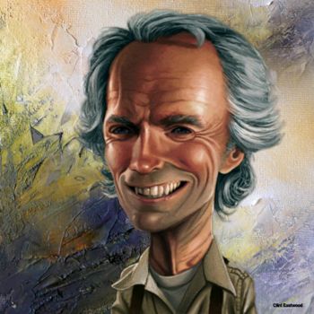 Artes digitais intitulada "532  Clint Eastwood" por Christine, Obras de arte originais, Pintura digital