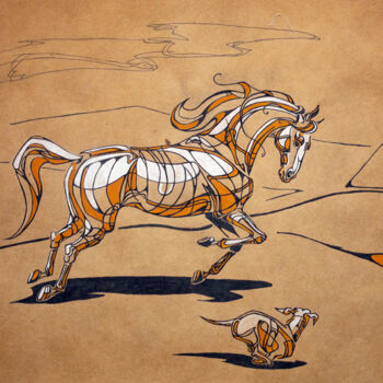 Σχέδιο με τίτλο ""A game with dog"" από Fefa Koroleva, Αυθεντικά έργα τέχνης, Ακρυλικό