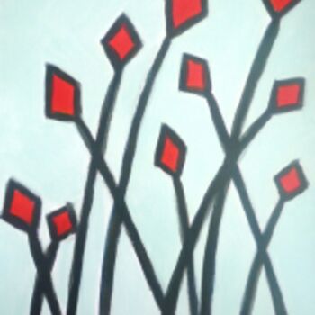 Painting titled "RED FLOWERS" by Fg, Original Artwork