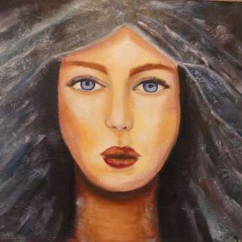 Painting titled "Chevelure d'argent" by Felicia Butel, Original Artwork, Oil