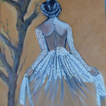 Schilderij getiteld "Robe en dentelle" door Felicia Butel, Origineel Kunstwerk, Olie
