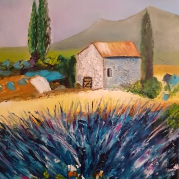 Malerei mit dem Titel "Cabanon provençal" von Felicia Butel, Original-Kunstwerk, Öl