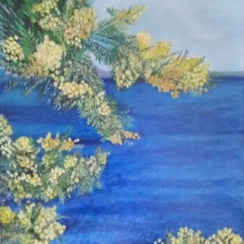 Painting titled "mimosas" by Felicia Butel, Original Artwork, Oil