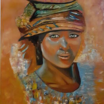 Peinture intitulée "Jeune Africaine." par Felicia Butel, Œuvre d'art originale, Huile