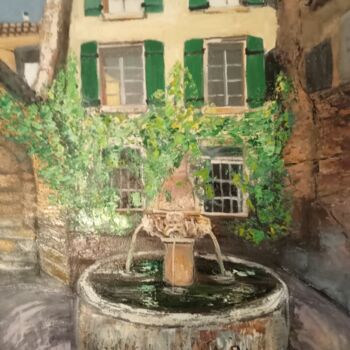 Pittura intitolato "La fontaine" da Felicia Butel, Opera d'arte originale, Olio