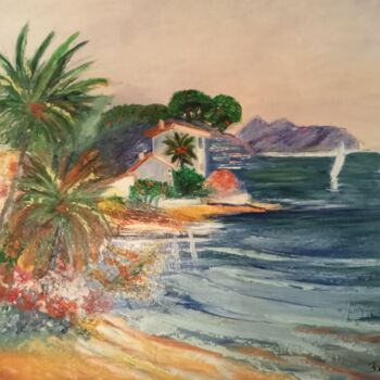 Pintura titulada "Ile du Pacifique (…" por Felicia Butel, Obra de arte original, Oleo