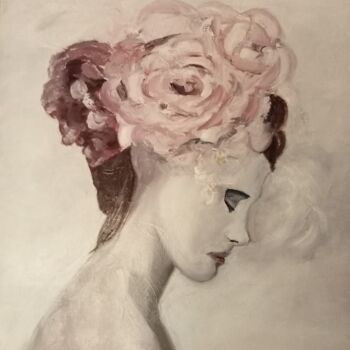 Painting titled "couronne de fleurs" by Felicia Butel, Original Artwork, Oil