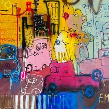 Картина под названием "The Big City" - Feliciana More, Подлинное произведение искусства, Масло