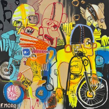 Pittura intitolato "Motorcycle Rally" da Feliciana More, Opera d'arte originale, Olio