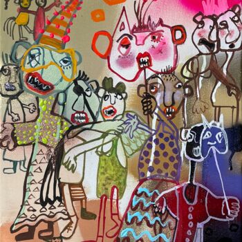 Pintura intitulada "Mask Party" por Feliciana More, Obras de arte originais, Óleo