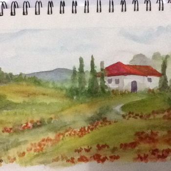 Painting titled "Tuscany" by Cynthia Feliciano, Original Artwork, Watercolor