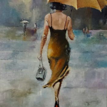 Peinture intitulée "le parapluie" par Felicien Guillaume, Œuvre d'art originale, Huile