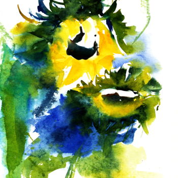 Painting titled "sonnenblumen.jpg" by Felicitas Clas, Original Artwork, Watercolor
