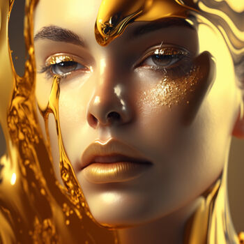 Digitale Kunst mit dem Titel "Woman face melting…" von Felima, Original-Kunstwerk, Manipulierte Fotografie
