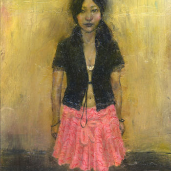 Painting titled "In Pink & Brown" by Felipe Echevarria, Original Artwork, Oil