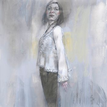 Dessin intitulée "White Blouse (or, A…" par Felipe Echevarria, Œuvre d'art originale, Fusain