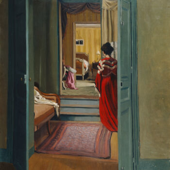 Peinture intitulée "Intérieur avec femm…" par Félix Vallotton, Œuvre d'art originale, Huile